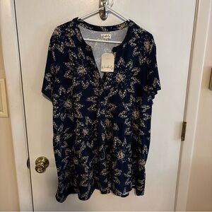 Wonderly Navy and Beige Floral Button Down Shirt